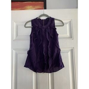 Pure Sugar Zip Front Tank Top‎ w/ w/ silk ruffles Purple Size Small